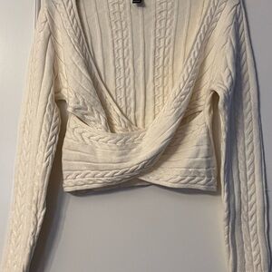 Windsor Cream V-Neck Cable Knit Sweater